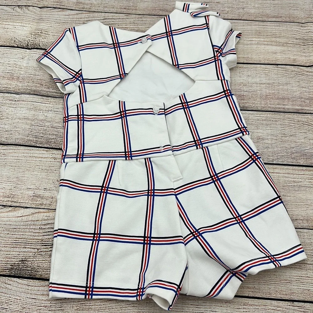 Janie and Jack Red White and Blue Romper with back Cut-out Size 18-24 M - Picture 2 of 5